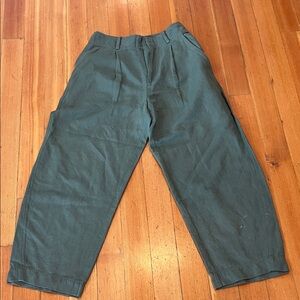 Apiece Apart Teal Green High-Rise Pleated Chinos